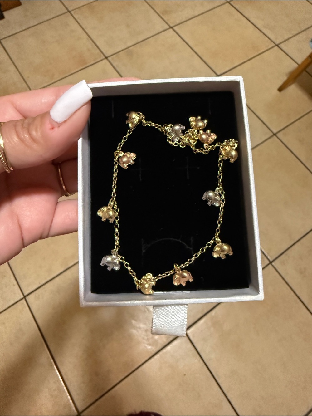 14k Gold-Tone Multi-Color Elephant Charm Bracelet - Women Jewelry